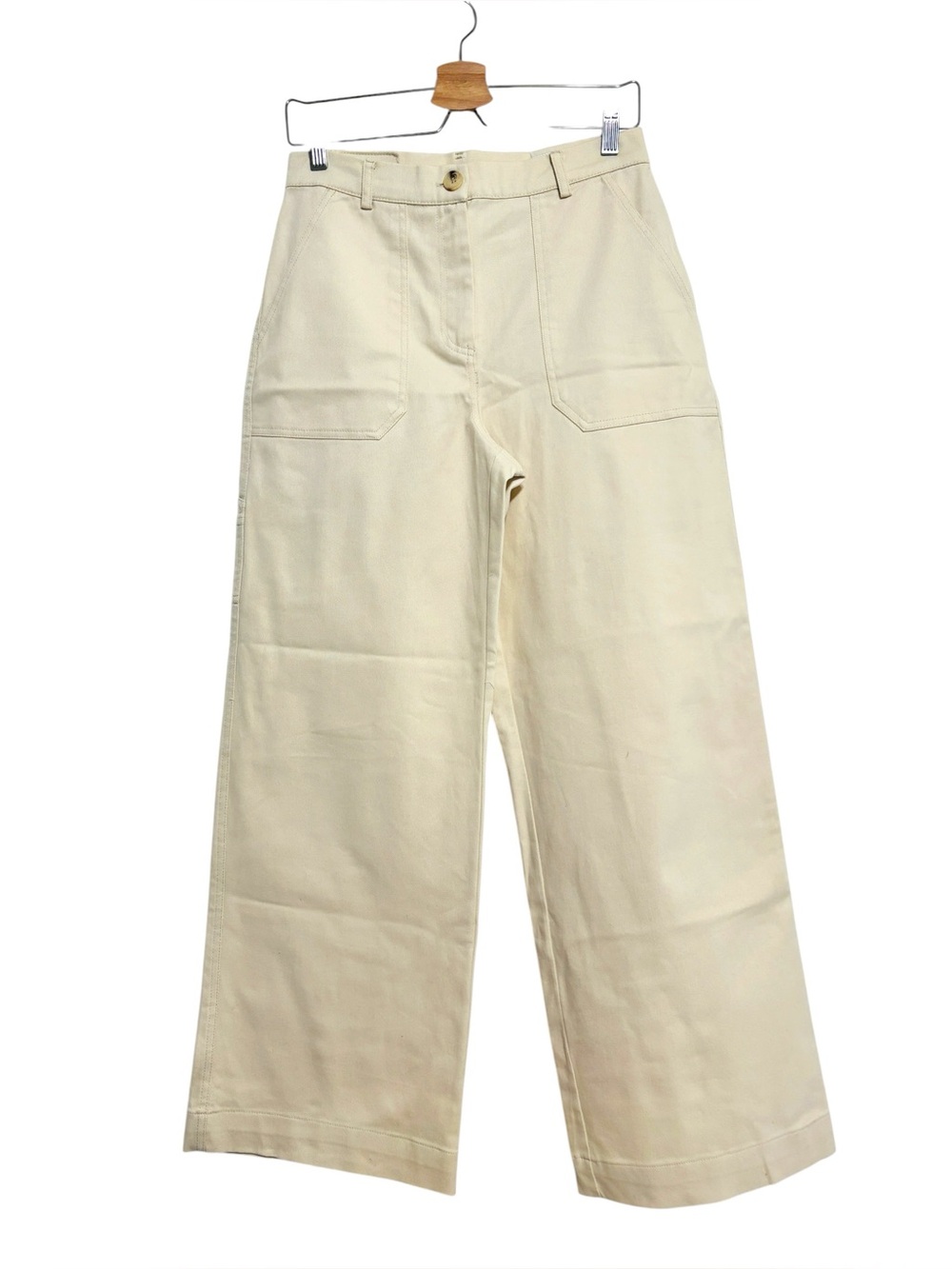 Zara Wide Leg Painter Jean Cream Sz M